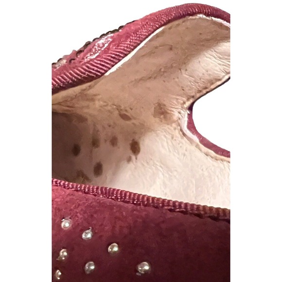 SAM EDELMAN Avalon Flats Burgundy Wine Suede‎ Sequin Flats Fairy Grunge W Sz 7.5 - Picture 14 of 16